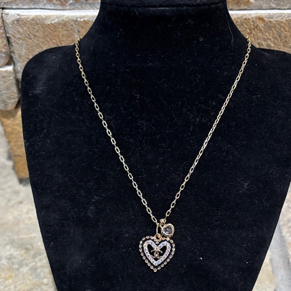 Jewelry - Gold Chain necklace with a designer logo Crystal heart charm